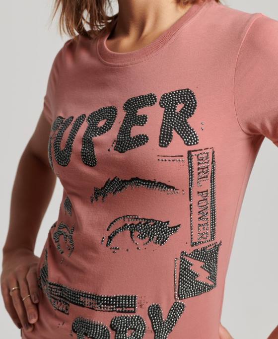 Superdry tricou poster lo-fi îmbrăcăminte roz femei JX0Z2698