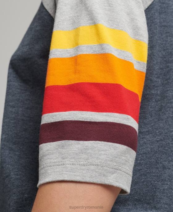 Superdry tricou raglan cali stripe 20 din bumbac organic îmbrăcăminte marina femei JX0Z6260