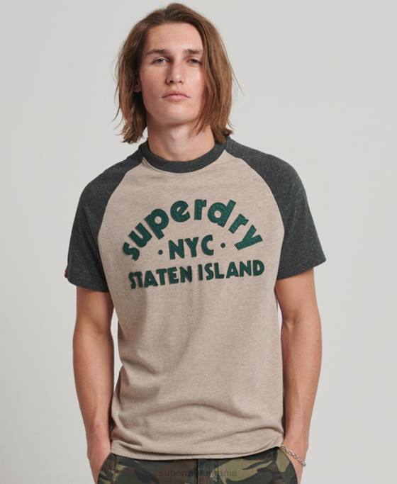 Superdry tricou raglan cu aplicații în aer liber de epocă îmbrăcăminte bej bărbați JX0Z5
