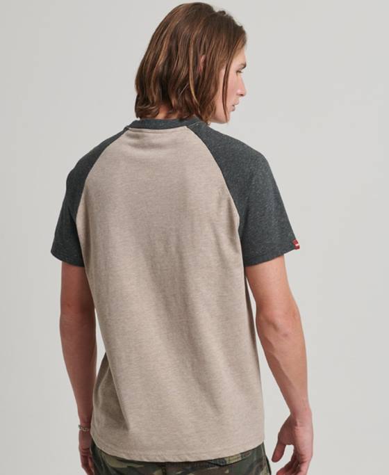 Superdry tricou raglan cu aplicații în aer liber de epocă îmbrăcăminte bej bărbați JX0Z5