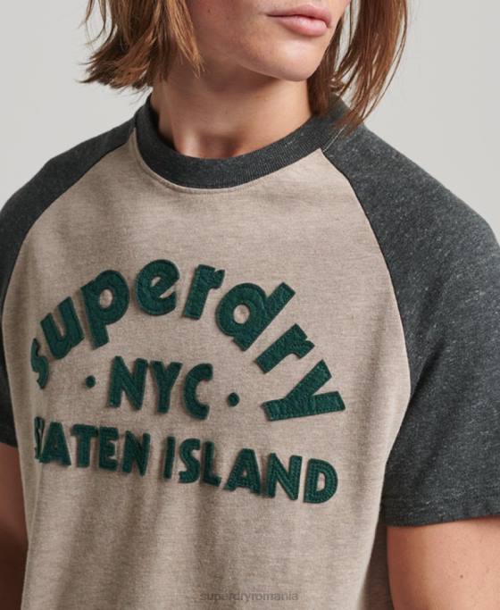 Superdry tricou raglan cu aplicații în aer liber de epocă îmbrăcăminte bej bărbați JX0Z5