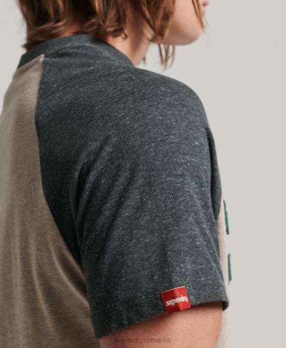 Superdry tricou raglan cu aplicații în aer liber de epocă îmbrăcăminte bej bărbați JX0Z5