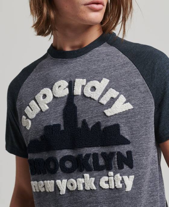 Superdry tricou raglan cu aplicații în aer liber de epocă îmbrăcăminte marina bărbați JX0Z115