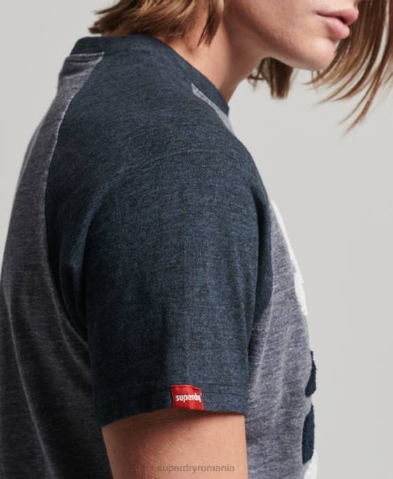 Superdry tricou raglan cu aplicații în aer liber de epocă îmbrăcăminte marina bărbați JX0Z115