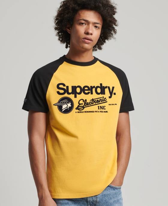Superdry tricou raglan cu logo core îmbrăcăminte galben bărbați JX0Z4860
