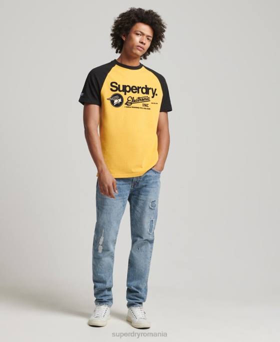 Superdry tricou raglan cu logo core îmbrăcăminte galben bărbați JX0Z4860