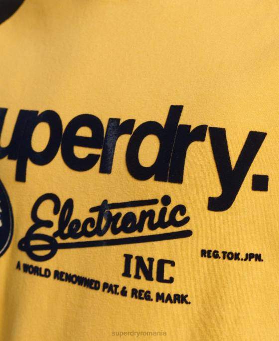 Superdry tricou raglan cu logo core îmbrăcăminte galben bărbați JX0Z4860
