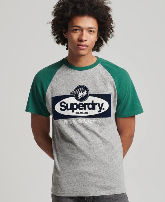 Superdry tricou raglan cu logo core îmbrăcăminte gri bărbați JX0Z4872