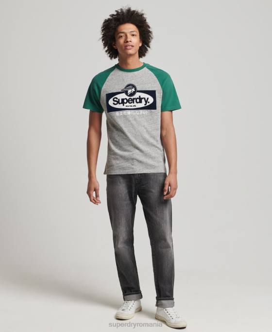 Superdry tricou raglan cu logo core îmbrăcăminte gri bărbați JX0Z4872