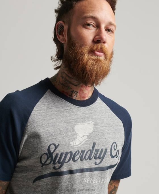 Superdry tricou raglan grafic Ahile îmbrăcăminte gri bărbați JX0Z4972