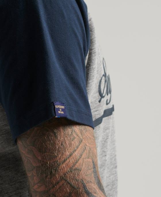 Superdry tricou raglan grafic Ahile îmbrăcăminte gri bărbați JX0Z4972