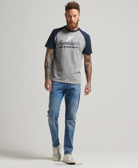 Superdry tricou raglan grafic Ahile îmbrăcăminte gri bărbați JX0Z4972