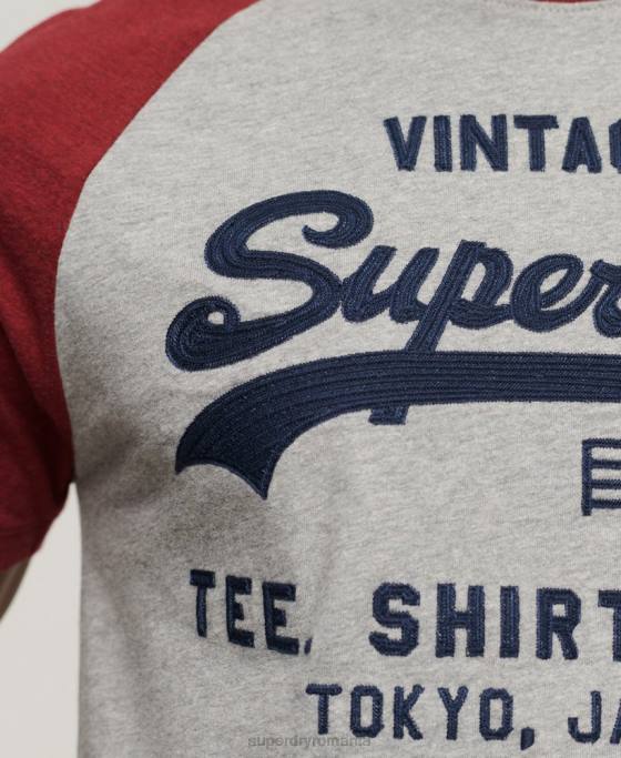 Superdry tricou raglan magazin logo vintage îmbrăcăminte roșu bărbați JX0Z72