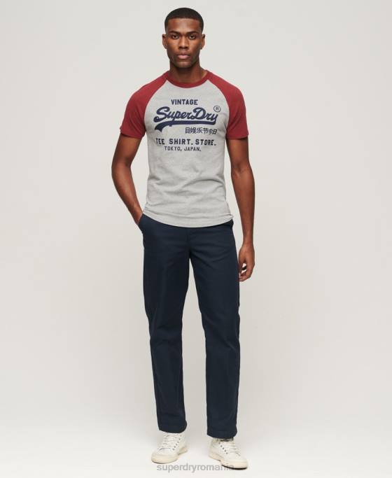 Superdry tricou raglan magazin logo vintage îmbrăcăminte roșu bărbați JX0Z72