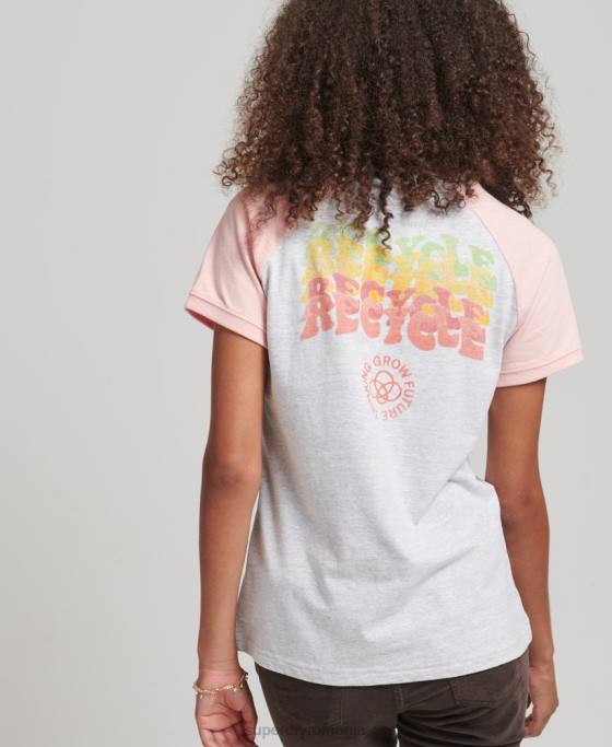 Superdry tricou raglan reciclat îmbrăcăminte gri femei JX0Z6225