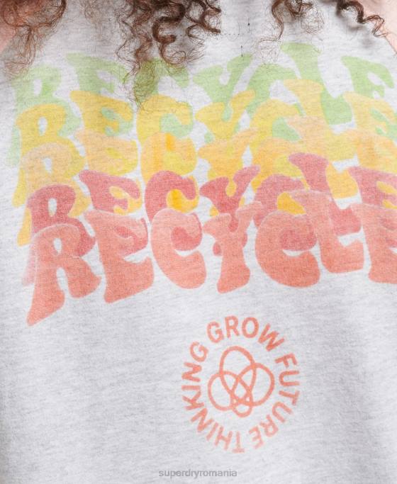 Superdry tricou raglan reciclat îmbrăcăminte gri femei JX0Z6225