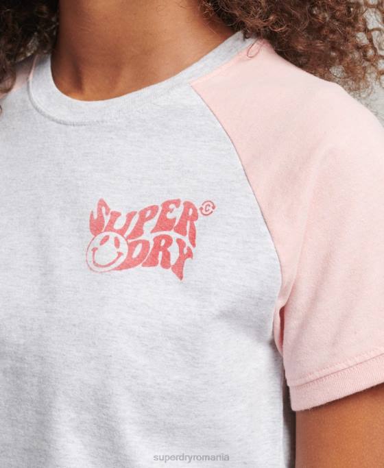 Superdry tricou raglan reciclat îmbrăcăminte gri femei JX0Z6225