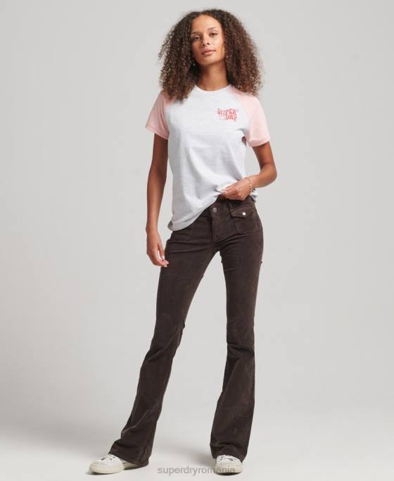 Superdry tricou raglan reciclat îmbrăcăminte gri femei JX0Z6225