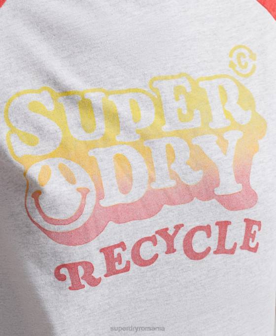 Superdry tricou raglan reciclat îmbrăcăminte gri femei JX0Z6237
