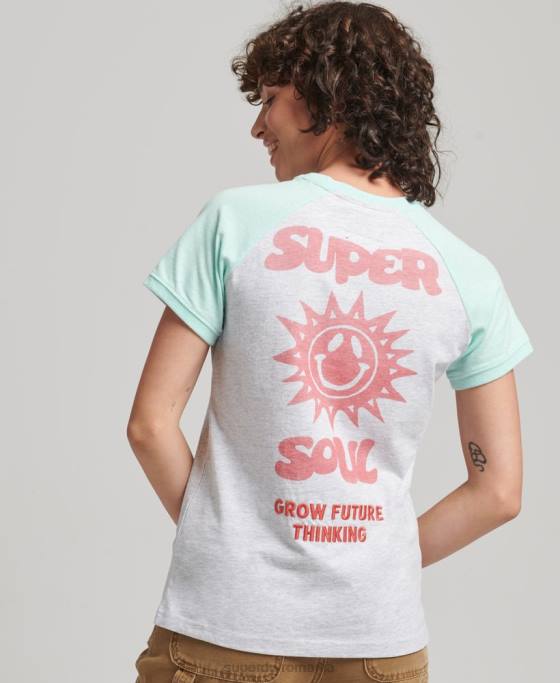 Superdry tricou raglan reciclat îmbrăcăminte gri femei JX0Z6287