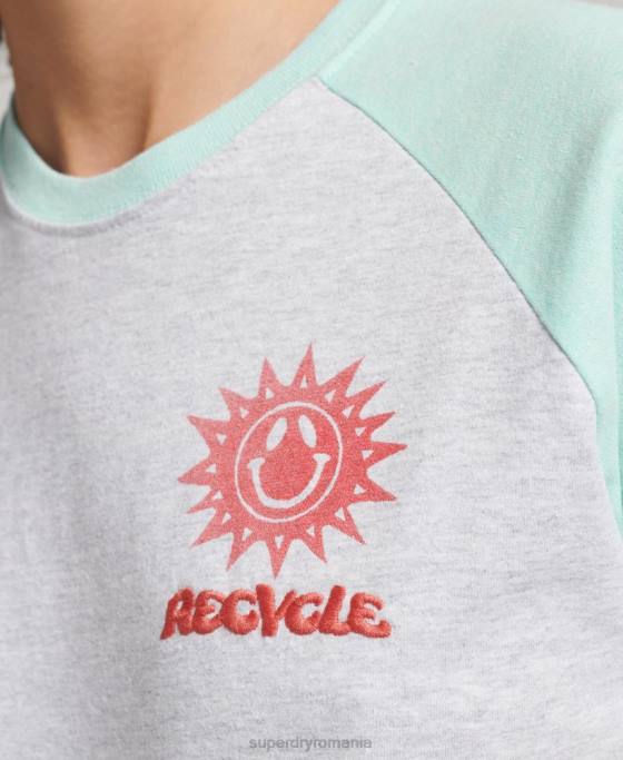 Superdry tricou raglan reciclat îmbrăcăminte gri femei JX0Z6287