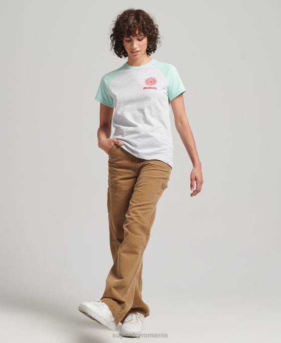 Superdry tricou raglan reciclat îmbrăcăminte gri femei JX0Z6287