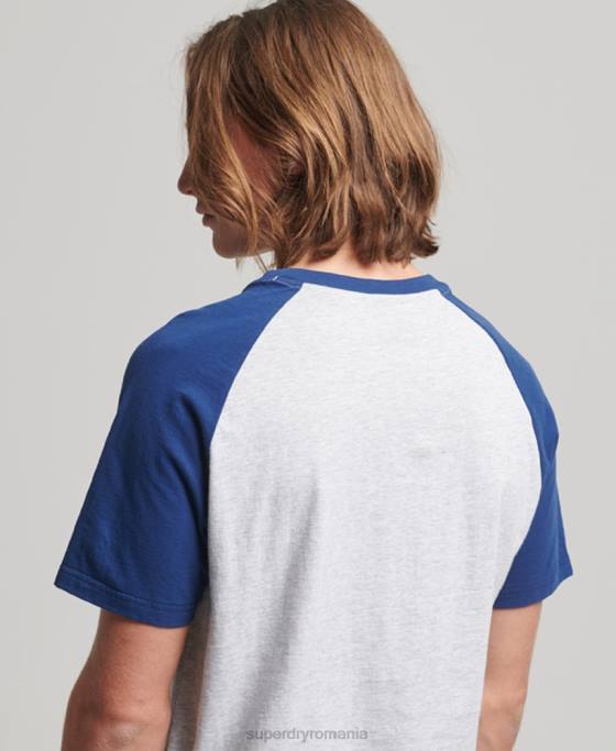 Superdry tricou raglan vintage home run îmbrăcăminte gri deschis bărbați JX0Z19