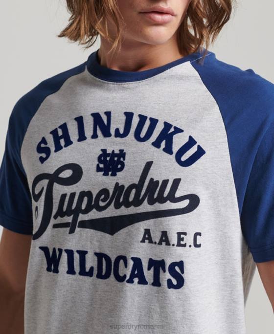 Superdry tricou raglan vintage home run îmbrăcăminte gri deschis bărbați JX0Z19