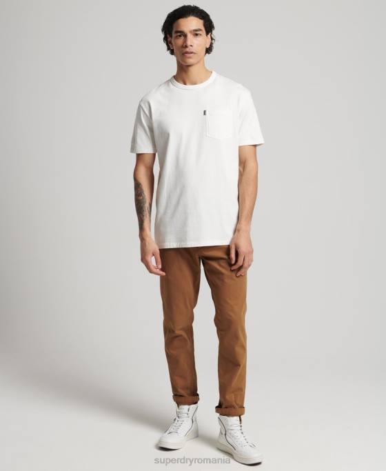 Superdry tricou ranchero vintage surfer din bumbac organic îmbrăcăminte alb bărbați JX0Z4861