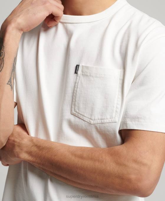 Superdry tricou ranchero vintage surfer din bumbac organic îmbrăcăminte alb bărbați JX0Z4861