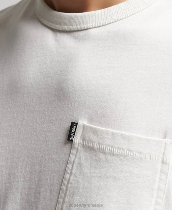 Superdry tricou ranchero vintage surfer din bumbac organic îmbrăcăminte alb bărbați JX0Z4861