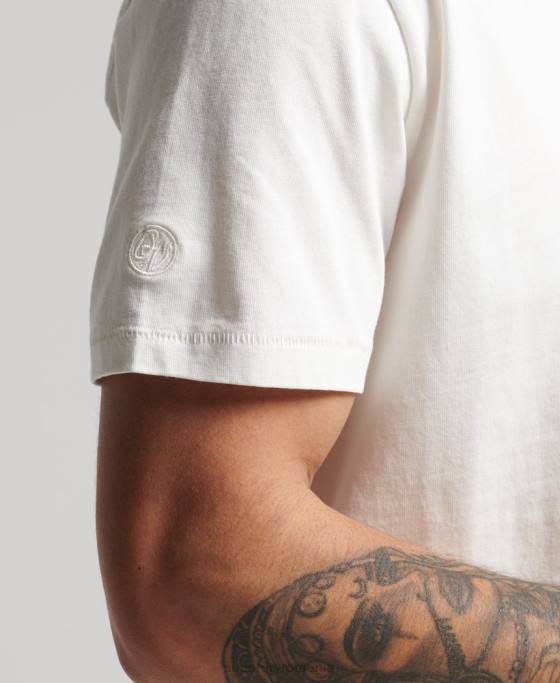 Superdry tricou ranchero vintage surfer din bumbac organic îmbrăcăminte alb bărbați JX0Z4861