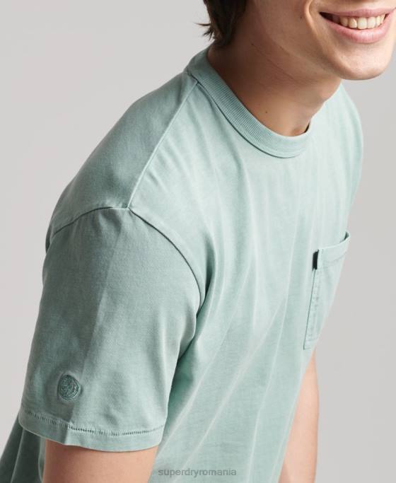 Superdry tricou ranchero vintage surfer din bumbac organic îmbrăcăminte albastru deschis bărbați JX0Z4886