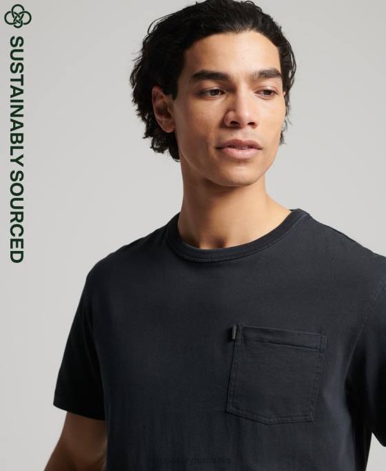 Superdry tricou ranchero vintage surfer din bumbac organic îmbrăcăminte negru bărbați JX0Z4902