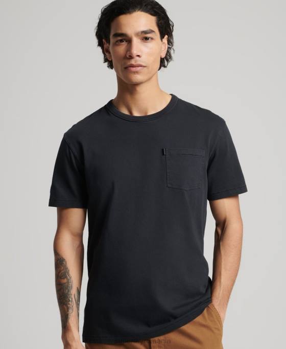 Superdry tricou ranchero vintage surfer din bumbac organic îmbrăcăminte negru bărbați JX0Z4902