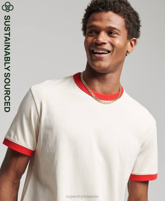 Superdry tricou relaxat vintage din bumbac organic îmbrăcăminte cremă bărbați JX0Z4957