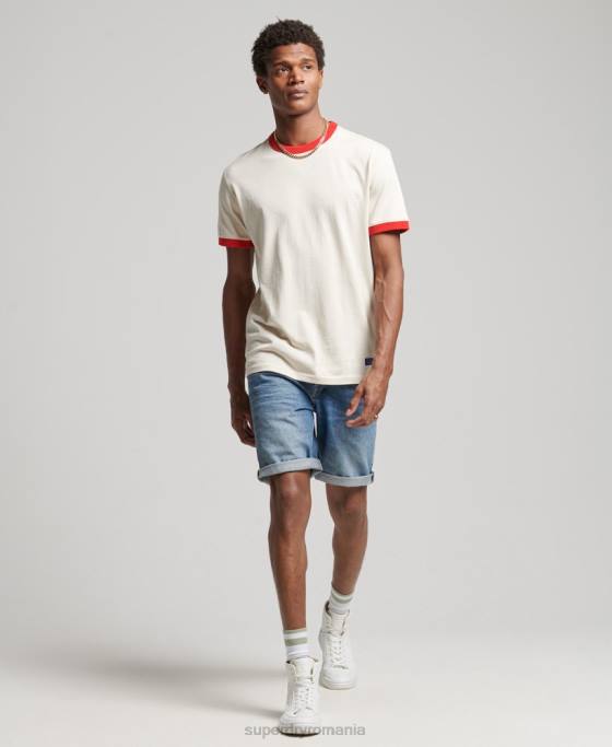 Superdry tricou relaxat vintage din bumbac organic îmbrăcăminte cremă bărbați JX0Z4957