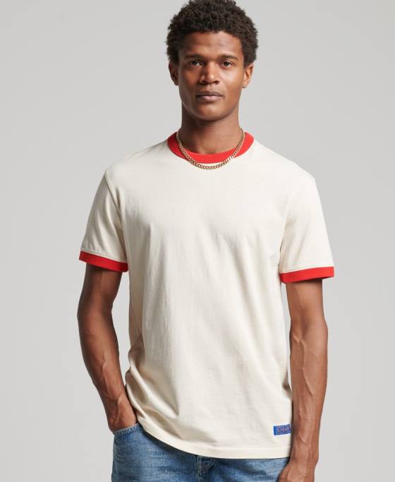 Superdry tricou relaxat vintage din bumbac organic îmbrăcăminte cremă bărbați JX0Z4957