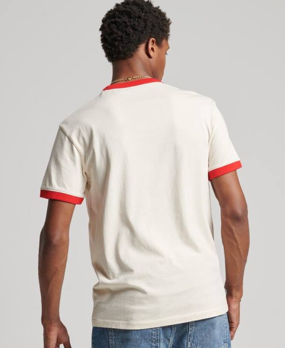 Superdry tricou relaxat vintage din bumbac organic îmbrăcăminte cremă bărbați JX0Z4957