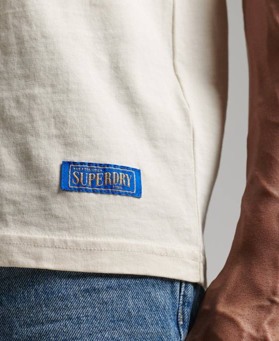 Superdry tricou relaxat vintage din bumbac organic îmbrăcăminte cremă bărbați JX0Z4957