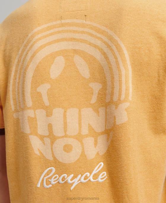 Superdry tricou ringer reciclat îmbrăcăminte galben femei JX0Z6241