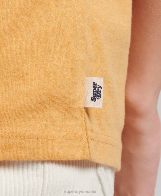 Superdry tricou ringer reciclat îmbrăcăminte galben femei JX0Z6241