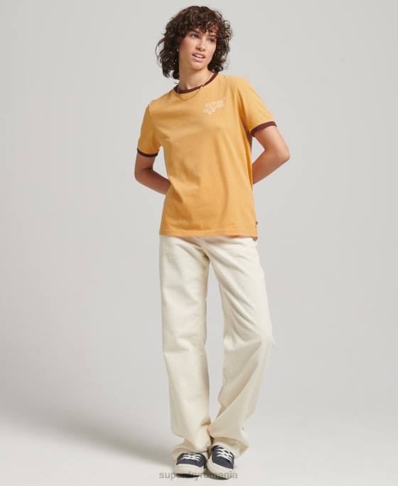 Superdry tricou ringer reciclat îmbrăcăminte galben femei JX0Z6241