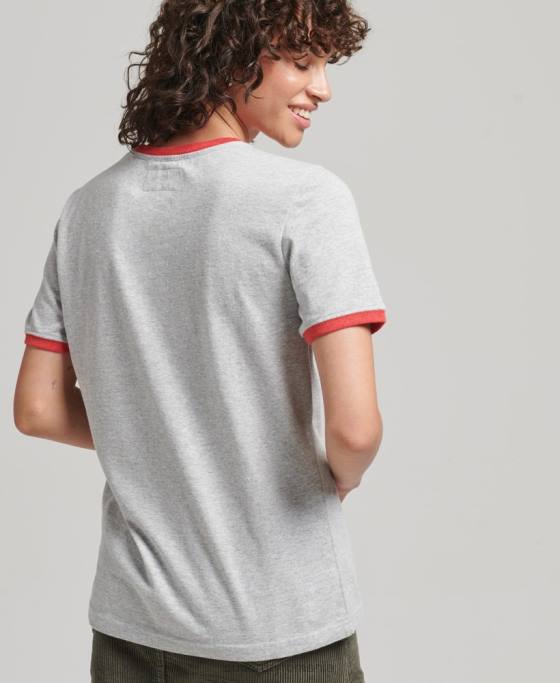 Superdry tricou ringer reciclat îmbrăcăminte gri femei JX0Z6254