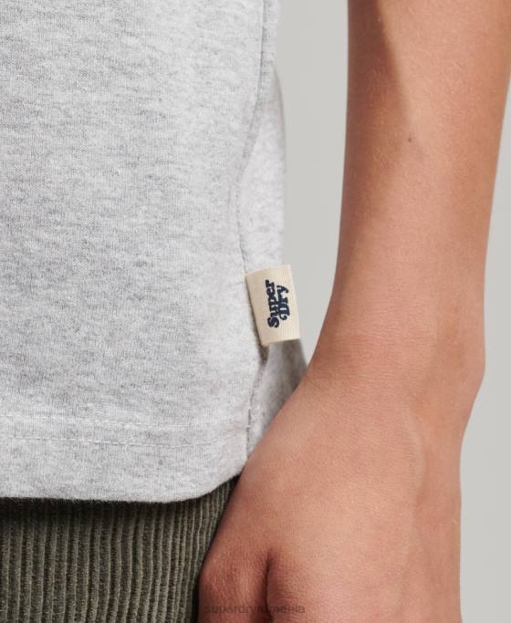 Superdry tricou ringer reciclat îmbrăcăminte gri femei JX0Z6254