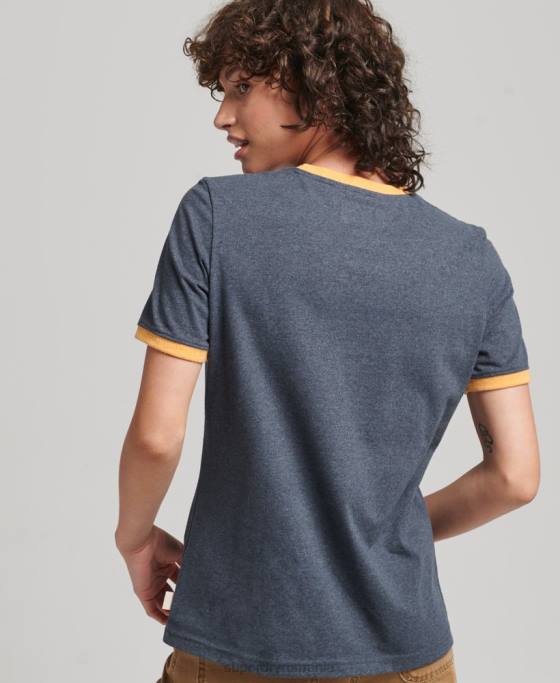 Superdry tricou ringer reciclat îmbrăcăminte marina femei JX0Z6224