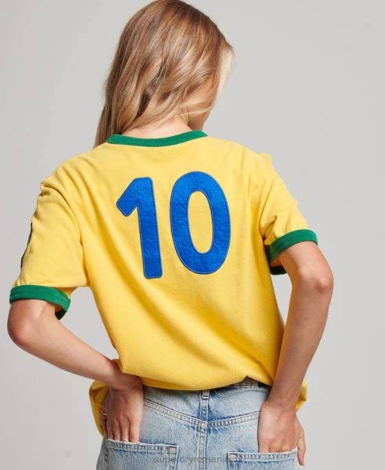Superdry tricou ringspun football brazil pentru ziua meciului îmbrăcăminte galben femei JX0Z2828