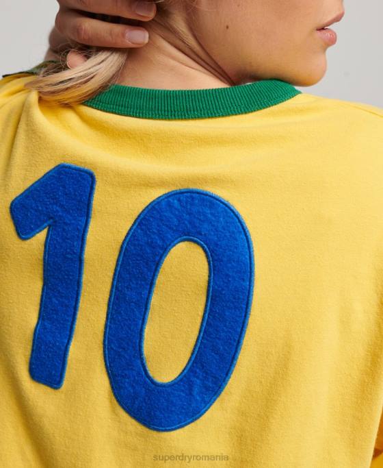 Superdry tricou ringspun football brazil pentru ziua meciului îmbrăcăminte galben femei JX0Z2828