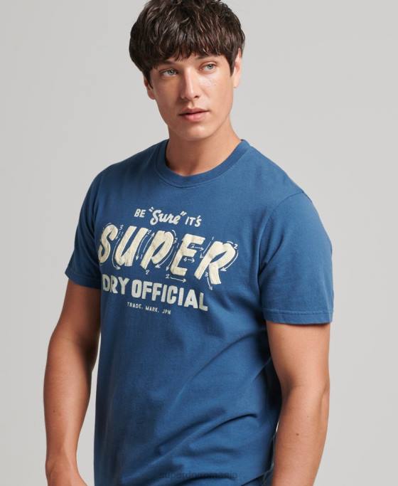 Superdry tricou scriitor de semne vintage îmbrăcăminte albastru bărbați JX0Z4850