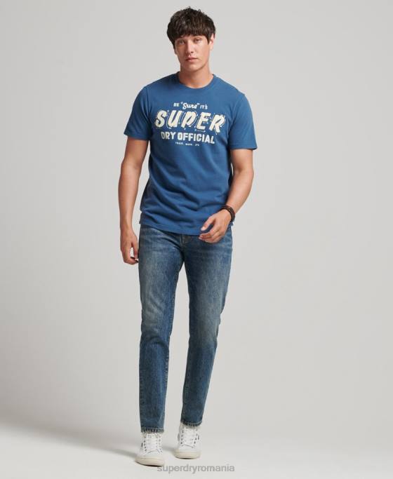 Superdry tricou scriitor de semne vintage îmbrăcăminte albastru bărbați JX0Z4850